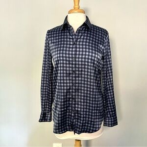 Banana Republic Blue & Navy Longsleeve Button Down Blouse Top Size S